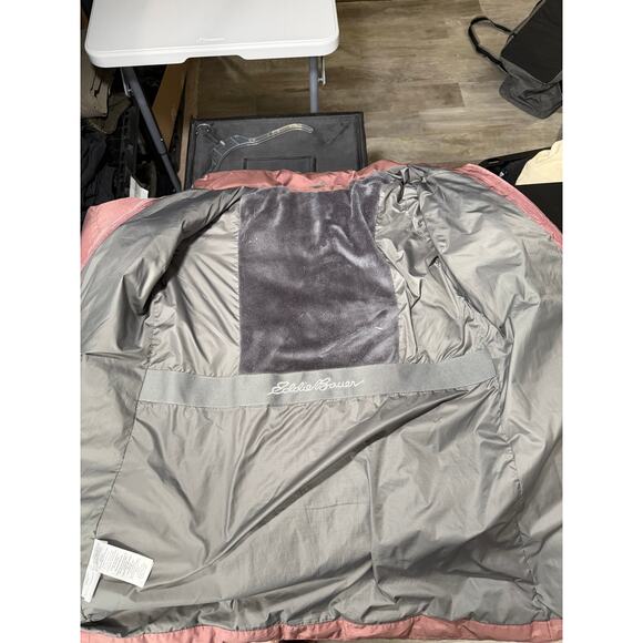 Eddie Bauer Down Insulated Parka Mauve Purple Large Women's Faux Fur Trim - Picture 7 of 14